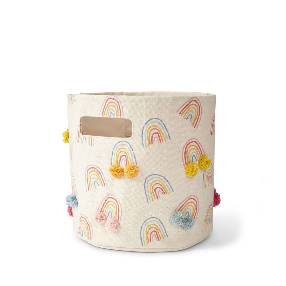 Pehr Happy Days Canvas Rainbow Pom Storage Bin 10"h x 10"w